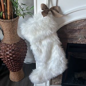 White fur 1.5 foot Christmas Stocking